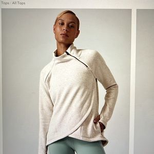 Athleta Cozy Karma Asym Pullover with gold zipper